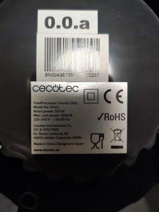 Cecotec Comino 1000 Procesador Alimentos 1000W