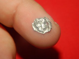 Obol griego de plata incierto 0,18 gramos moneda