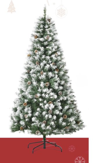 Árbol de Navidad con nieve y piñas nuevo sin uso