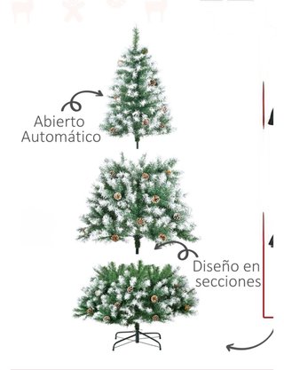 Árbol de Navidad con nieve y piñas nuevo sin uso