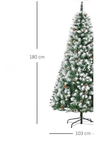 Árbol de Navidad con nieve y piñas nuevo sin uso