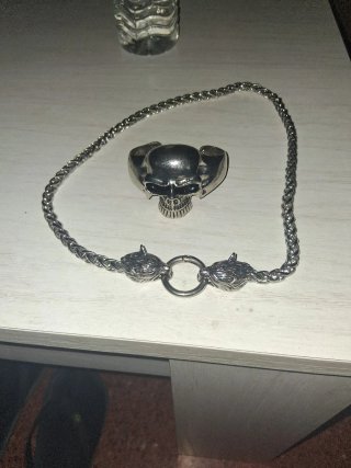 Collar Vikingo Lobo y Anillo Calavera
