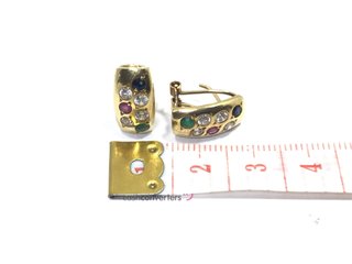 pendientes oro 18k con piedra