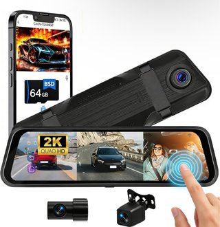 Dash Cam Retrovisor 3 Canales 2K Quad HD