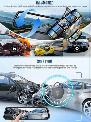 Dash Cam Retrovisor 3 Canales 2K Quad HD