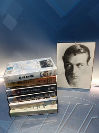 6 vhs, Películas de GARY COOPER + foto del actor enmarcada