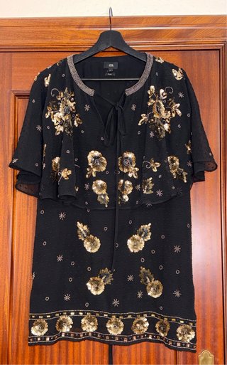 Camisa River Island negra con lentejuelas