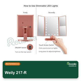 Specchio trucco Weily con LED e ingrandimento triplo