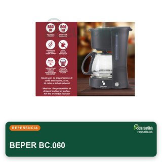 BEPER BC.060 cafetera goteo 6 tazas 600ml negra