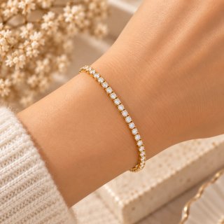 Pulsera Tennis Plata 925 Baño Oro