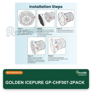 GOLDEN ICEPURE filtro carbón activado campana