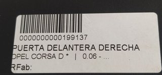 PUERTA DELANTERA DERECHA OPEL CORSA D Cosmo