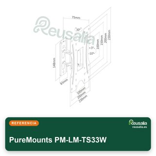 PureMounts soporte TV giratorio inclinable 23-42"