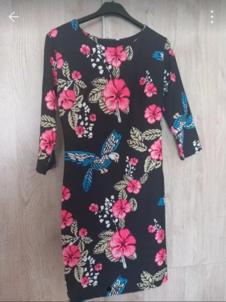 Vestido estampado flores y pájaros