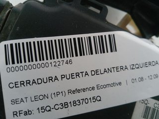 CERRADURA PUERTA DELANTERA IZQUIERDA SEAT LEON (1P1) Reference Ecomotive