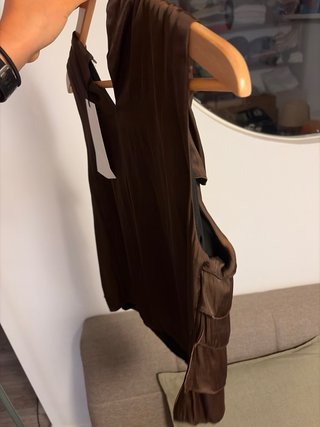 Blusa Mango Talla M/38 Marrón Volantes
