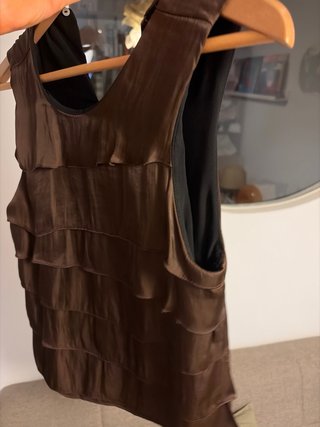 Blusa Mango Talla M/38 Marrón Volantes