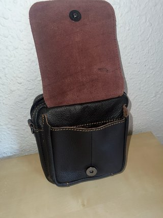 Bolso bandolera piel negro y marrón