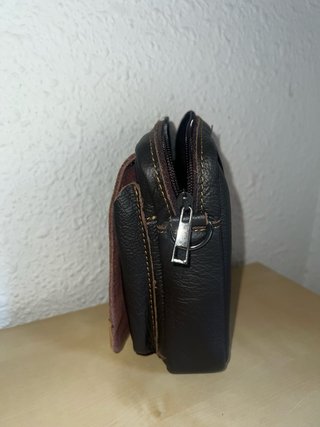 Bolso bandolera piel negro y marrón