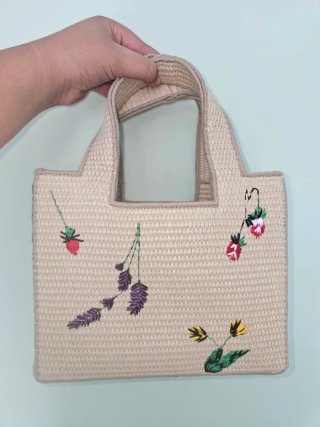 Bolso Loewe Beige Flores Bordadas