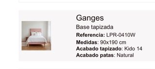 Base y cabecero tapizado rosa de Banak 90x190