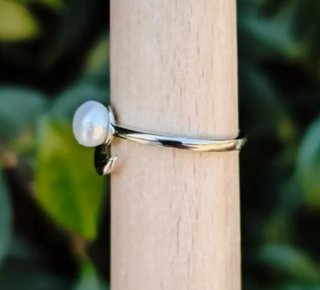 Anello Argento 925 Perla Naturale Regolabile