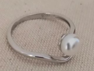 Anello Argento 925 Perla Naturale Regolabile