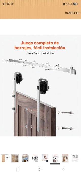 Herrajes puerta corredera acero