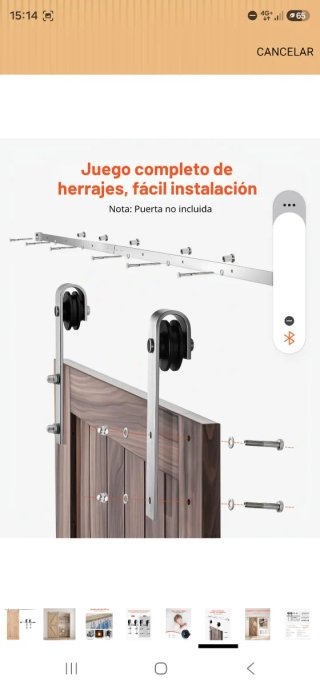 Herrajes puerta corredera acero
