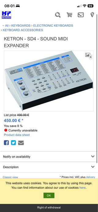 Ketron SD4 Modulo MIDI Suoni. Super qualità
