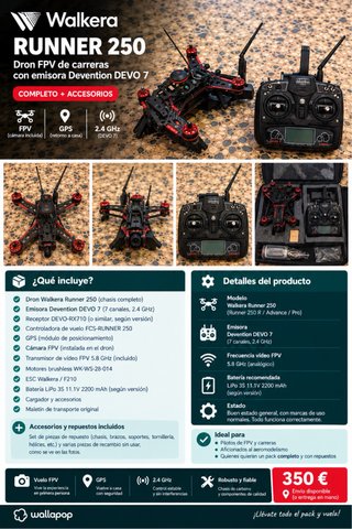 Walkera Runner 250 Dron FPV + Emisora Devo 7