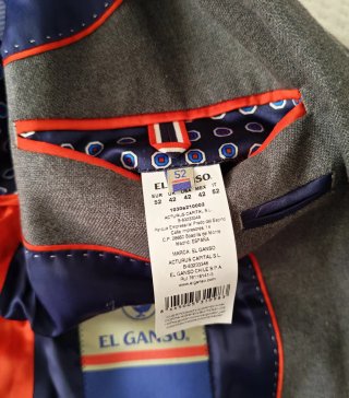 Americana El Ganso Talla 48 Gris Forro Rojo
