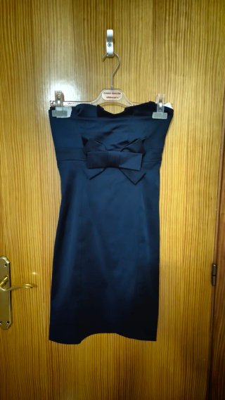 Vestido azul corto fiesta lazo