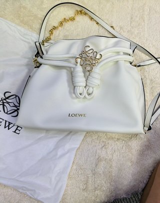 Bolso Loewe Flamenco Clutch Mediano Blanco