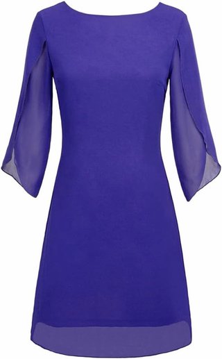 Vestido de fiesta azul con mangas acampanadas