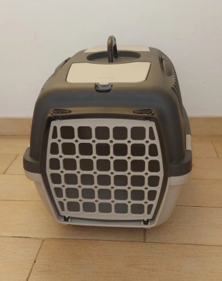Transportín gato beige y gris