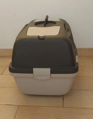 Transportín gato beige y gris