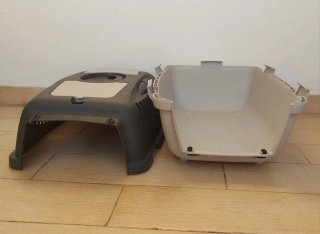Transportín gato beige y gris