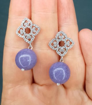 Orecchini croce zirconi angelite viola