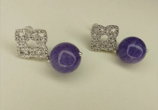 Orecchini croce zirconi angelite viola