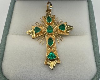 Colgante oro 18 kt con esmeraldas