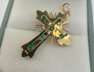 Colgante oro 18 kt con esmeraldas