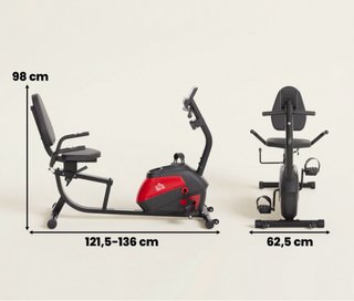 Bicicleta Estática Reclinada Negra y Roja
