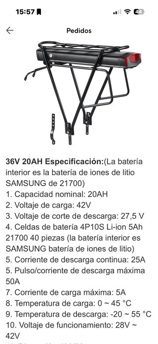 Bicicleta Megamo con motor Bagfan 250W, 36V