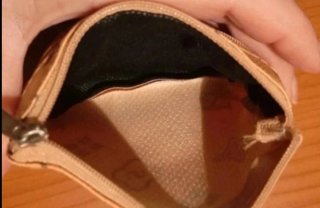 Portamonete monogramma beige e marrone