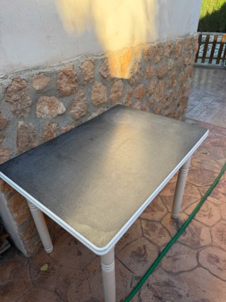 Mesa de cocina extensible madera y piedra