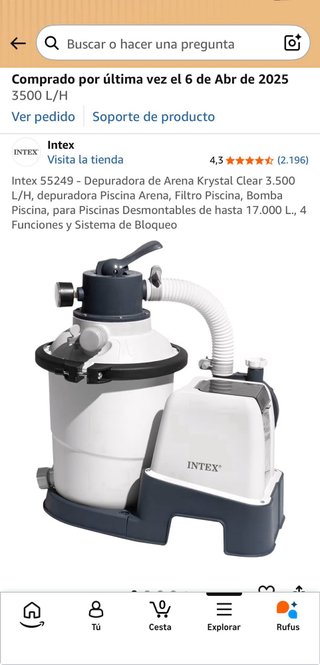 Piscina Intex 4x2x1,20 + Accesorios
