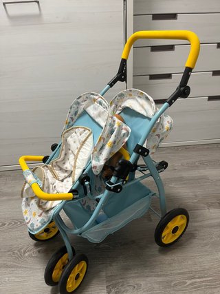 Carrito Gemelar Juguete Azul y Amarillo