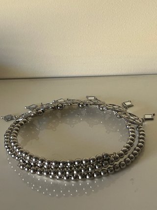 Gargantilla tipo choker plateado con espejitos
