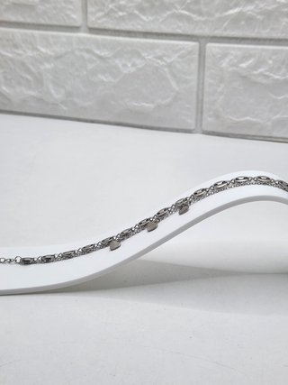 Pulsera doble cadena corazones acero quirúrgico